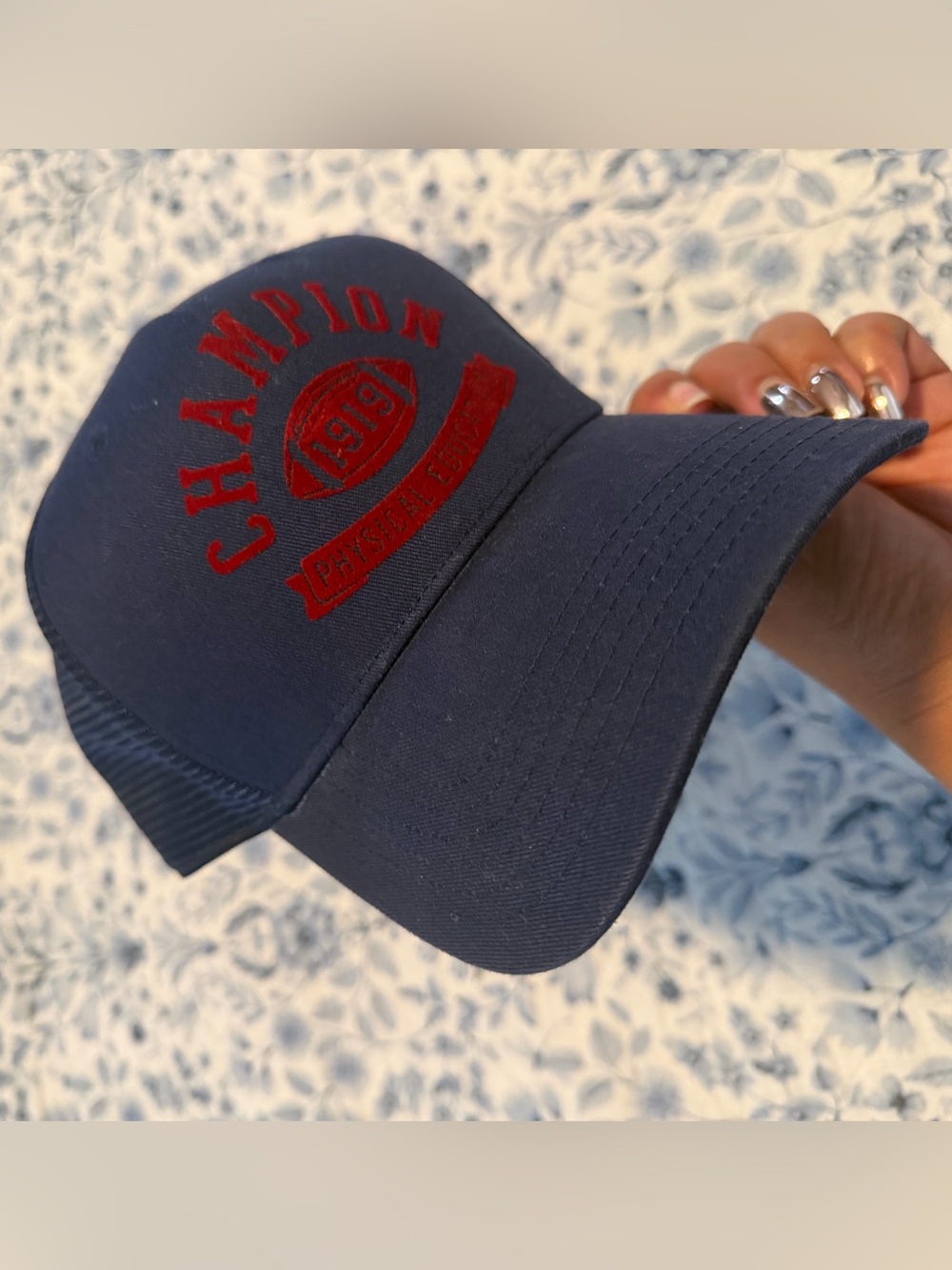 Champion Trucker Hat with Red Script Logo